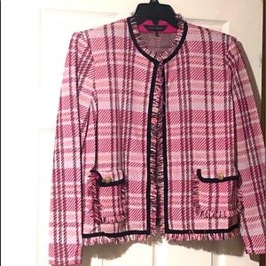 Ming Wang Pink plaid Cardigan XL